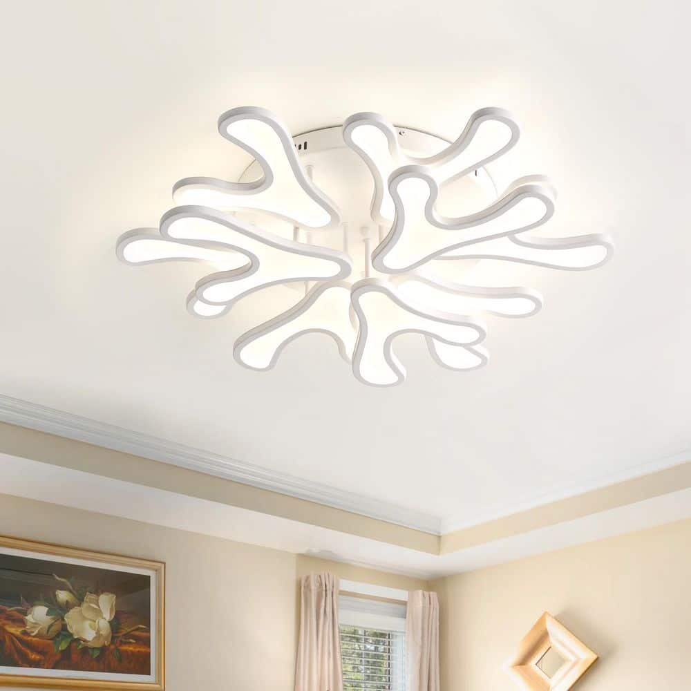 29.52 in. Creative Multi Branch Shape Square Matte White LED Semi Flush Mount Ceiling Lamp price history on PriceWatchPro