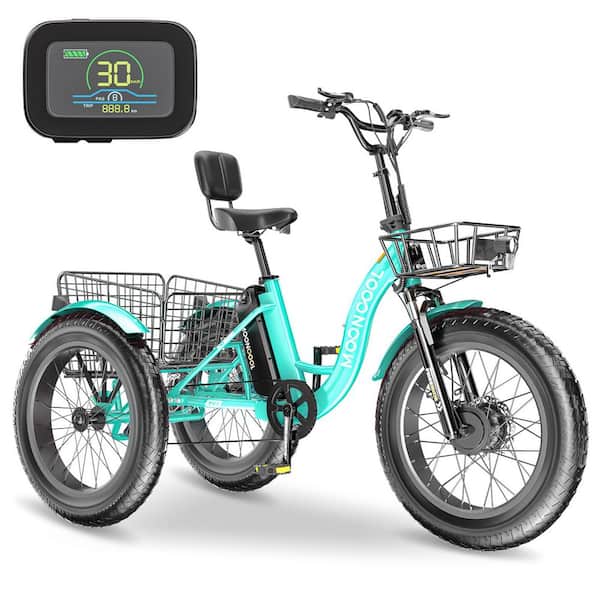 Fat Tire Electric Cruiser Tricycle Trike 500W 48V Removable Battery 7-Speeds 3-Wheels Electric Bikes Bicycle for Adults
