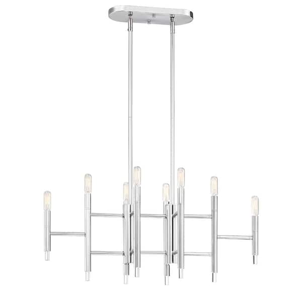 Designers Fountain Jessa 8-Light Chrome Linear Chandelier For Dining Rooms