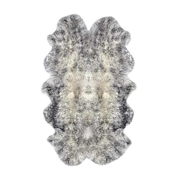 New Zealand Sheepskin Gradient Grey 4 ft. x 6 ft. Quattro Animal Print Area Rug