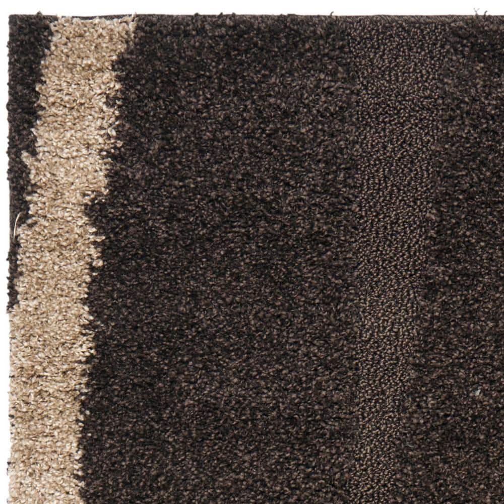 Florida Shag Dark Brown and Beige Synthetic Area Rug