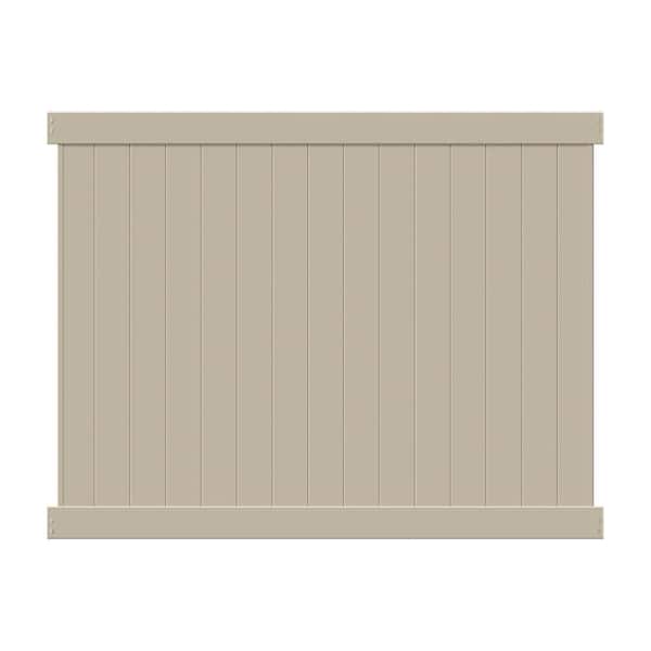 Illusions 6 ft. W x 8 ft. H Solid Beige V300 Series Classic Tongue and Groove Privacy Flat Top Vinyl Fence Panel