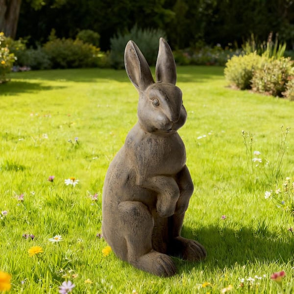 28 in. H MGO Oversized Bronze Standing Rabbit Statue