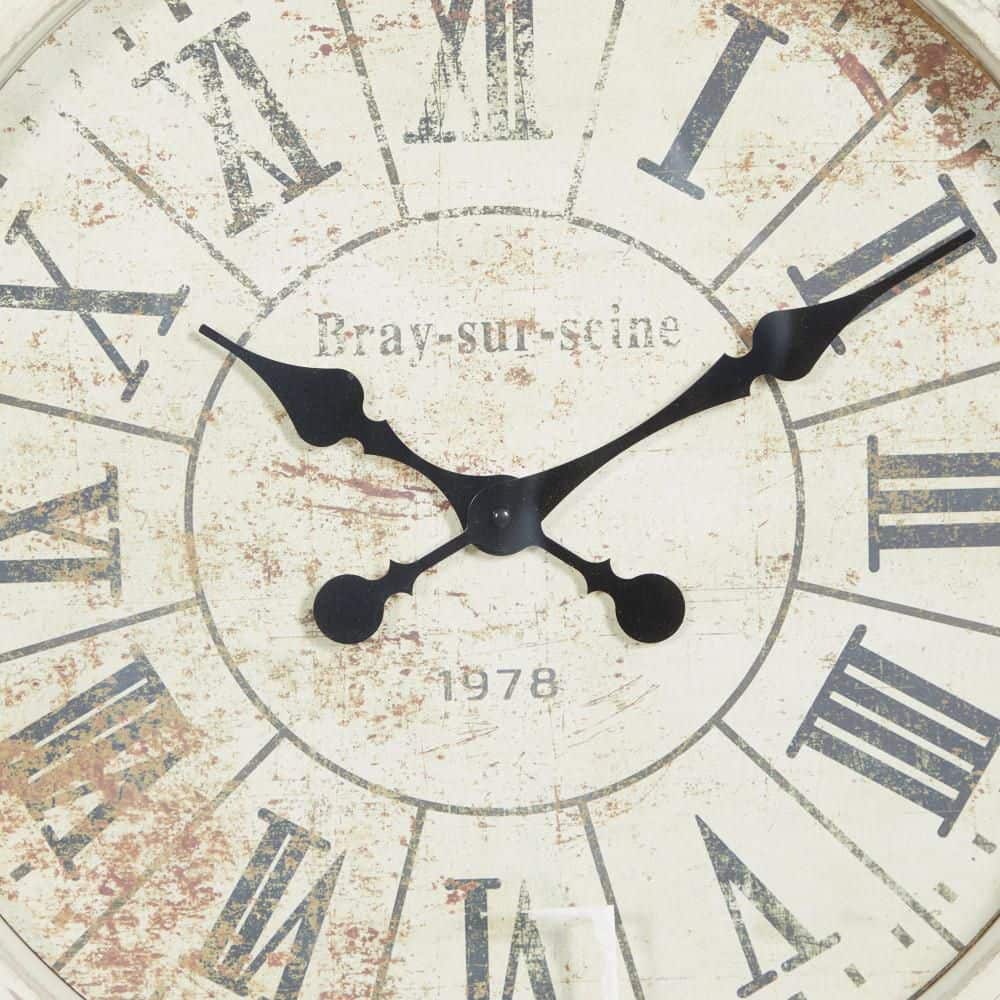 Vintage Brown and White Distressed Fiberglass Wall Clock