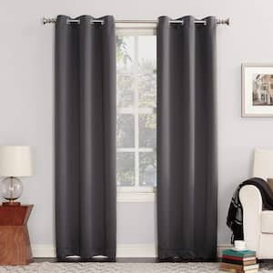 Charcoal Woven Thermal Blackout Curtain - 40 in. W x 63 in. L