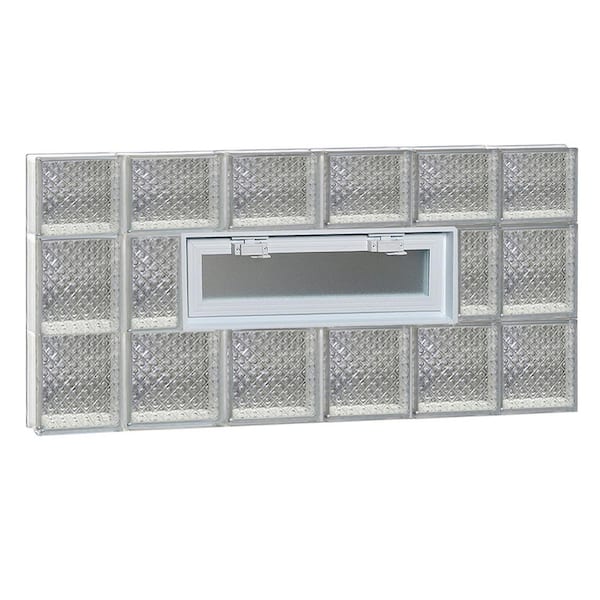 Clearly Secure 42.5 in. x 21.25 in. x 3.125 in. Frameless Diamond Pattern Vented Glass Block Window