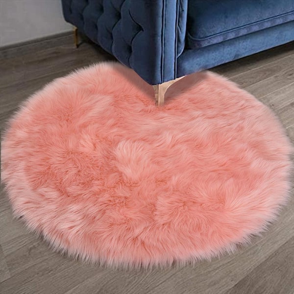 Latepis Sheepskin Faux Fur Light Pink 10 ft. x 12 ft. Cozy Fluffy Rugs Area  Rug YMPRC1012 - The Home Depot