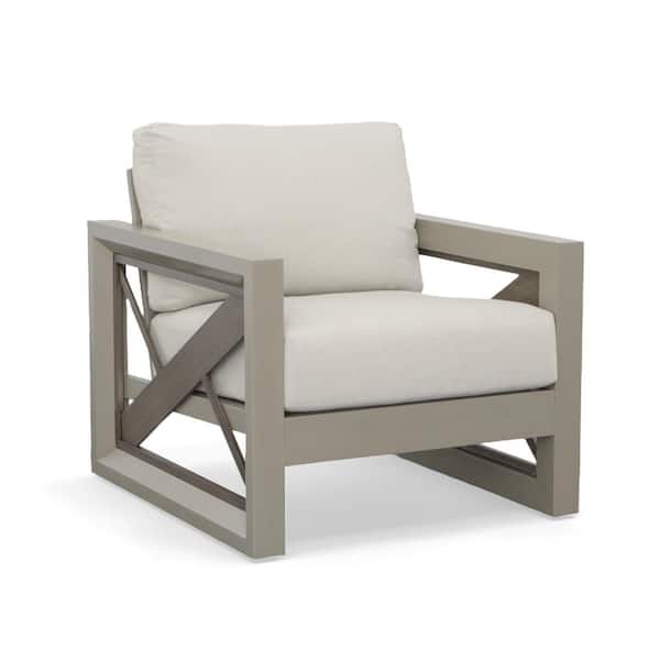 ITOPFOX Tan Beveled Panels Outdoor Lounge Arm Chair with Cushions