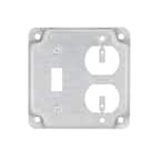 4 in. W Steel Metallic 2-Gang Exposed Work Square Cover for 1 Toggle Switch and 1 Duplex Outlet, 1-Pack