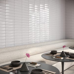 Rhythm Ice White 2.99 in. x 12 in. Glossy Ceramic Subway Wall Tile (4.99 sq. ft./Case)