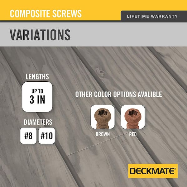 DECKMATE 10 x 2-1/2 in. Brown Pan-Head Composite  Deck Screws 5 lbs.-Box (371-Piece)