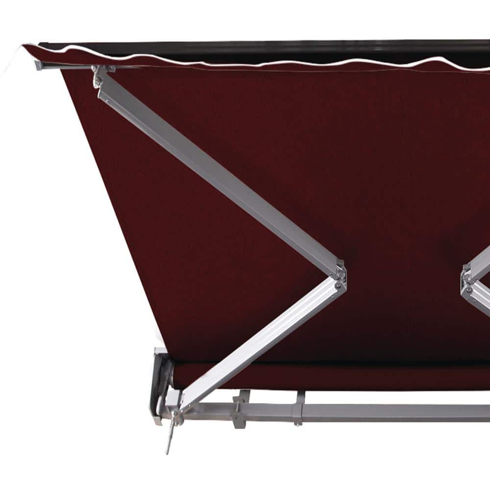 Burgundy Motorized Retractable Patio Awning with Acrylic Fabric