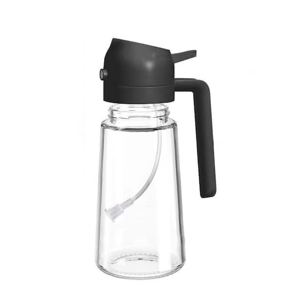 16 oz./470ml Glass Black Oil Dispenser and Sprayer Bottle for Kitchen Cooking with Oil Brush and Cleaning Brush
