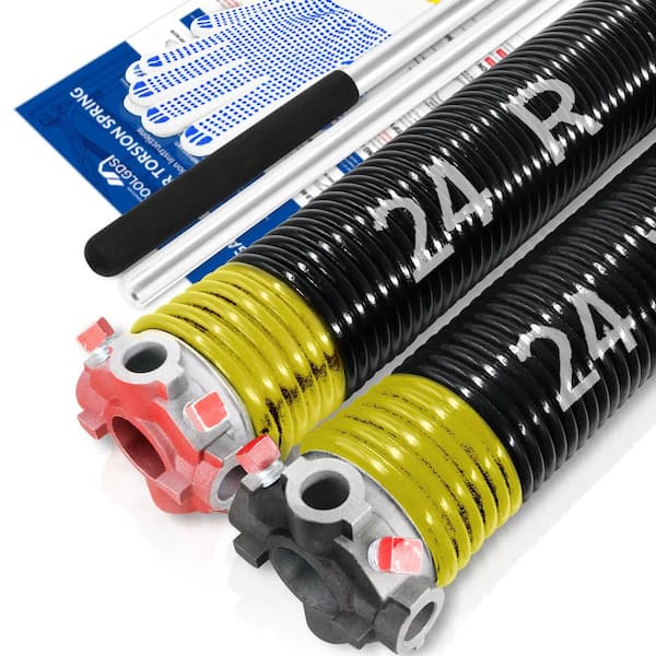 YOTOOLGDS 0.207 in. Wire x 1.75 in. x 24 in. Electrophoresis Garage Door Torsion Spring in Yellow Left and Right with Winding Bars