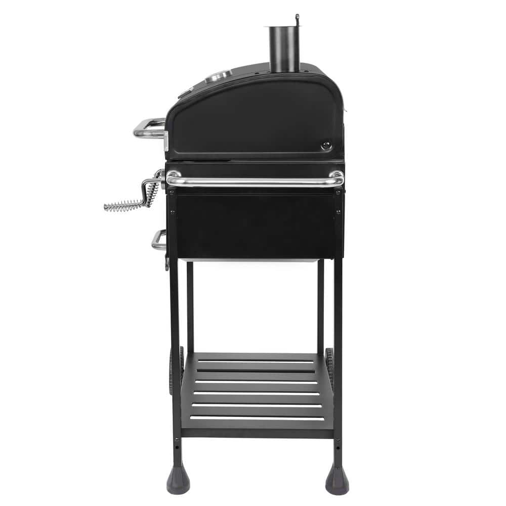 24 in. Charcoal Grill in Black with 1-Side Table - 2