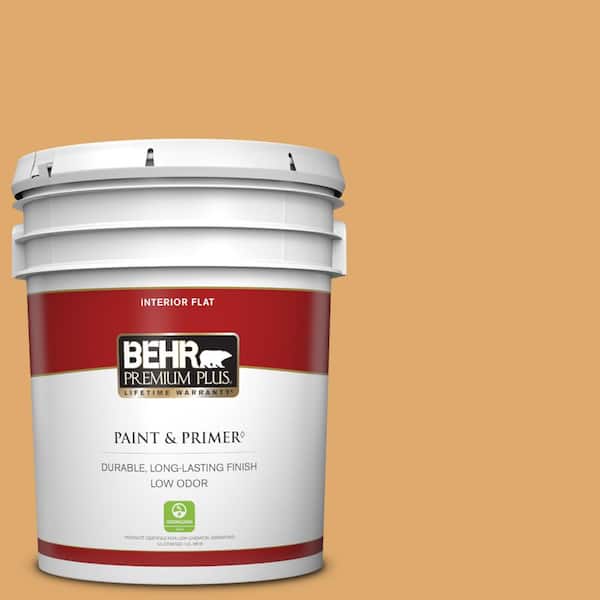 BEHR PREMIUM PLUS 5 gal. Home Decorators Collection #HDC-FL13-2 Corn Maze Flat Low Odor Interior Paint & Primer