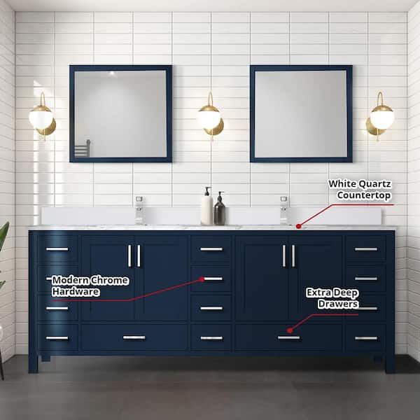 Custom Navy Blue bathroom Vanity with Brass Hardware - Transitional -  Bathroom - Los Angeles - by CC Furniture & Cabinetry