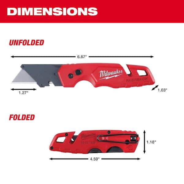 Milwaukee - FASTBACK Folding Utility Knife and Compact Folding Utility Knife with Blade Storage and Gut Hook (2-Piece)