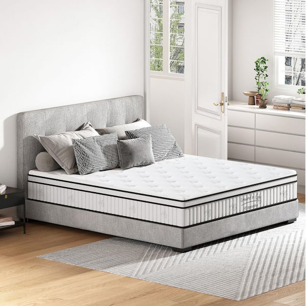 Queen Size Hybrid Mattress, Medium Firm 12 in. Queen Mattress in a Box with Individual Pocketed Springs for Body Support