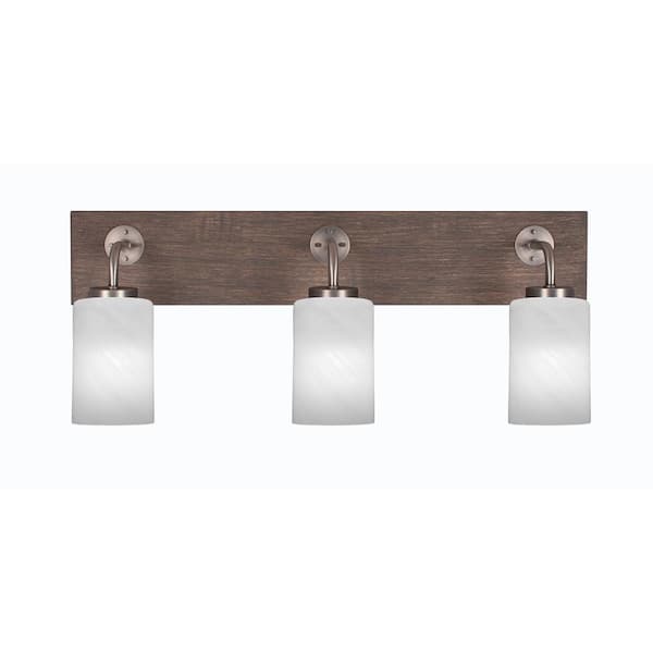 Unbranded Kirby 26 in. 3-Light Graphite and Painted Distressed Wood-look Metal Vanity Light