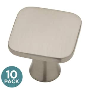 Lindley 1-3/16 in. (31 mm) Modern Satin Nickel Square Cabinet Knobs (10-Pack)