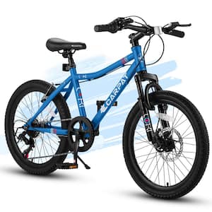 20 in. 7 Speed Montain Bike in Blue with Front Suspension Disc U Brake for Boys and Girls