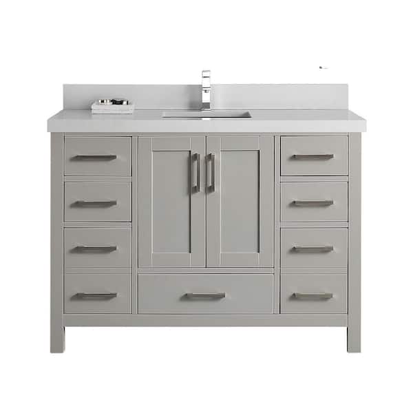 Willow Collections Malibu 42 in. W x 22 in. D x 36 in. H Bath Vanity in Grey with 2 in. Carrara Quartz Top