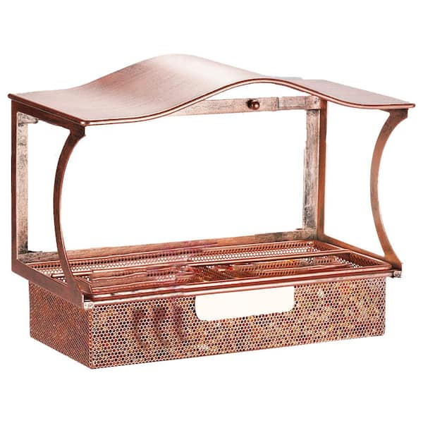 Large Brown Iron Wall Mounted Wild Bird Seed Feeder-1.7 lbs. (1-Pack)