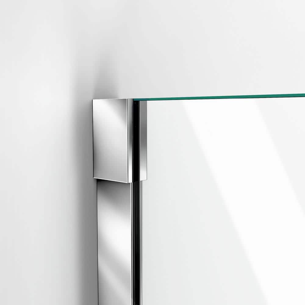 Clear Frameless Hinged Tub Door with Chrome Hardware