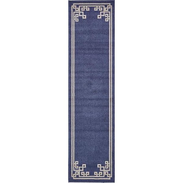 Athens Geometric Navy Blue 2' 7 x 10' 0 Runner Rug