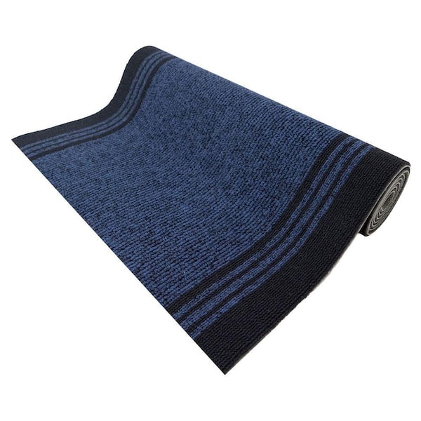 Custom Size New Tracker Collection Navy 26 in. W x 300 in. L Stair Runner 54.17 sq. ft.