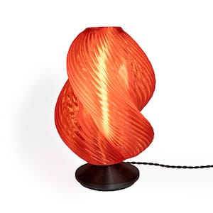 Gema 13.5 in. Mid-Century Coastal Plant-Based PLA 3D Printed Dimmable LED Table Lamp, Clear Red/Black