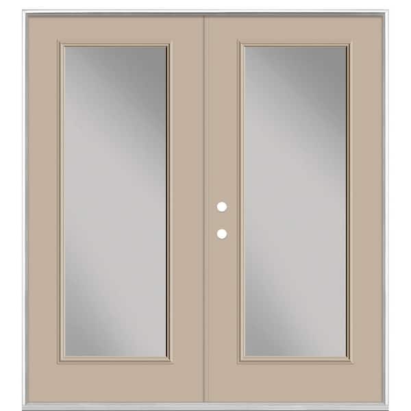 Masonite 72 in. x 80 in. Canyon View Steel Prehung Right-Hand Inswing Full Lite Clear Glass Patio Door Vinyl Frame, no Brickmold