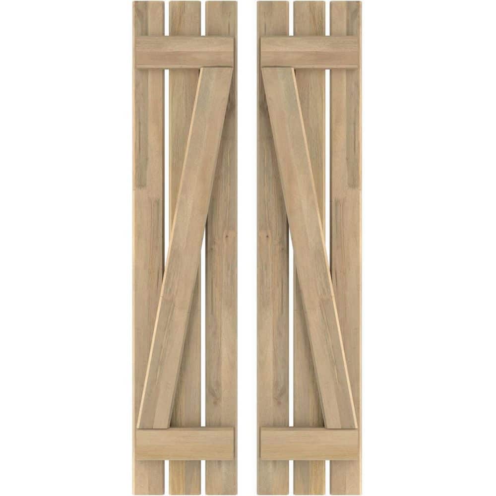 11-1/2 in. W x 62 in. H Americraft 3 Board Exterior Real Wood Spaced Board and Batten Shutters with Z-Bar Unfinished price history on PriceWatchPro