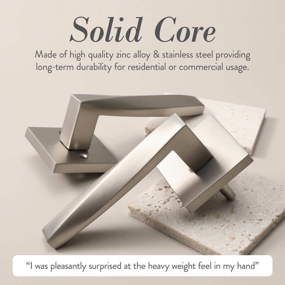 Satin Nickel Square Backplate Modern Interior Door Lever