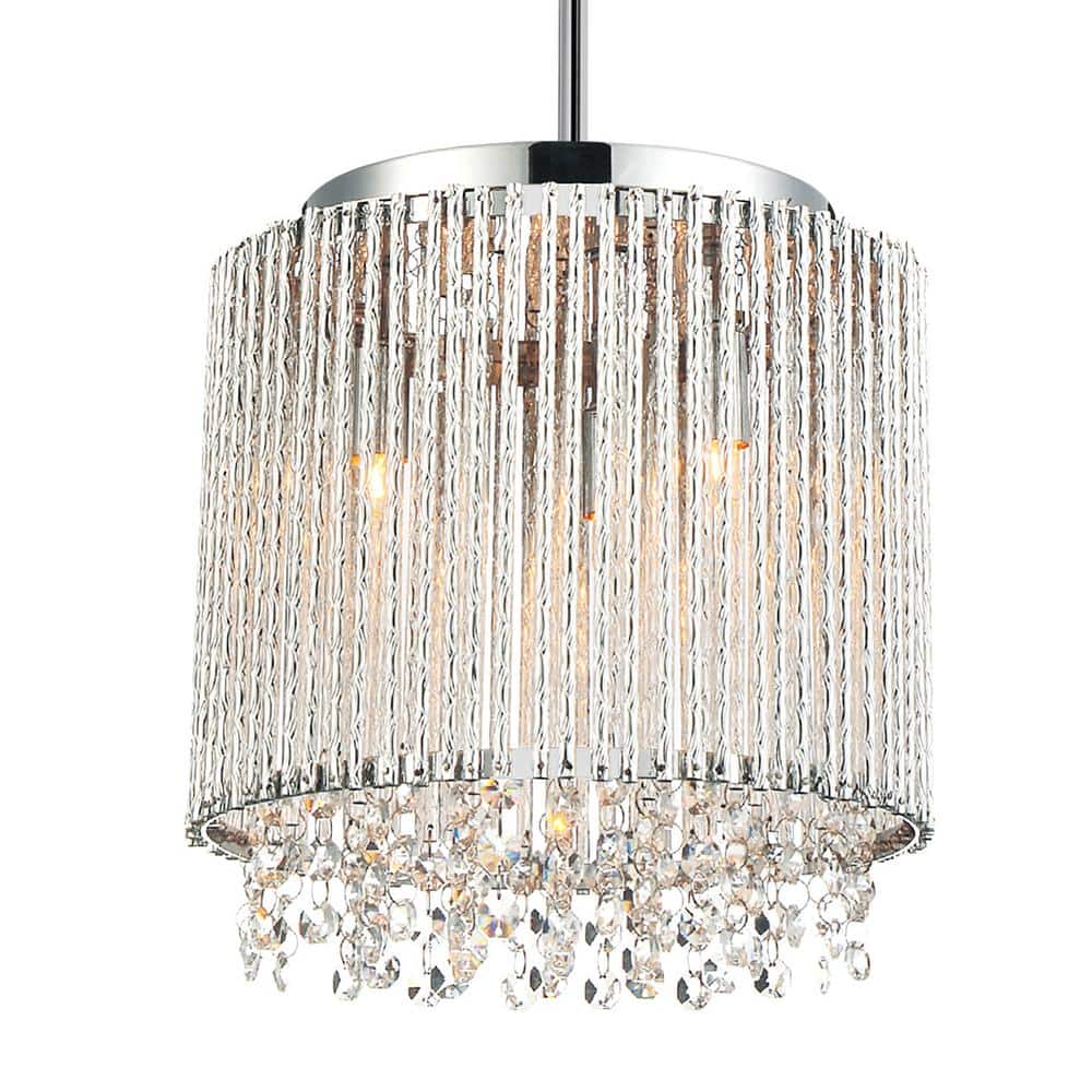 Claire Crystal Chrome 10" Mini Drum Pendant Light