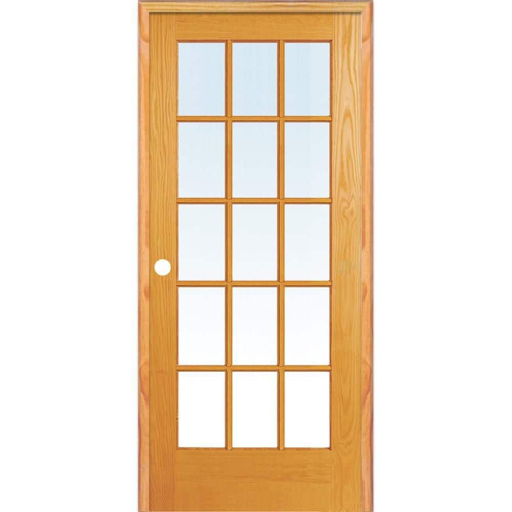 MMI DOOR 32 in. x 80 in. Right Hand Unfinished Pine Glass 15