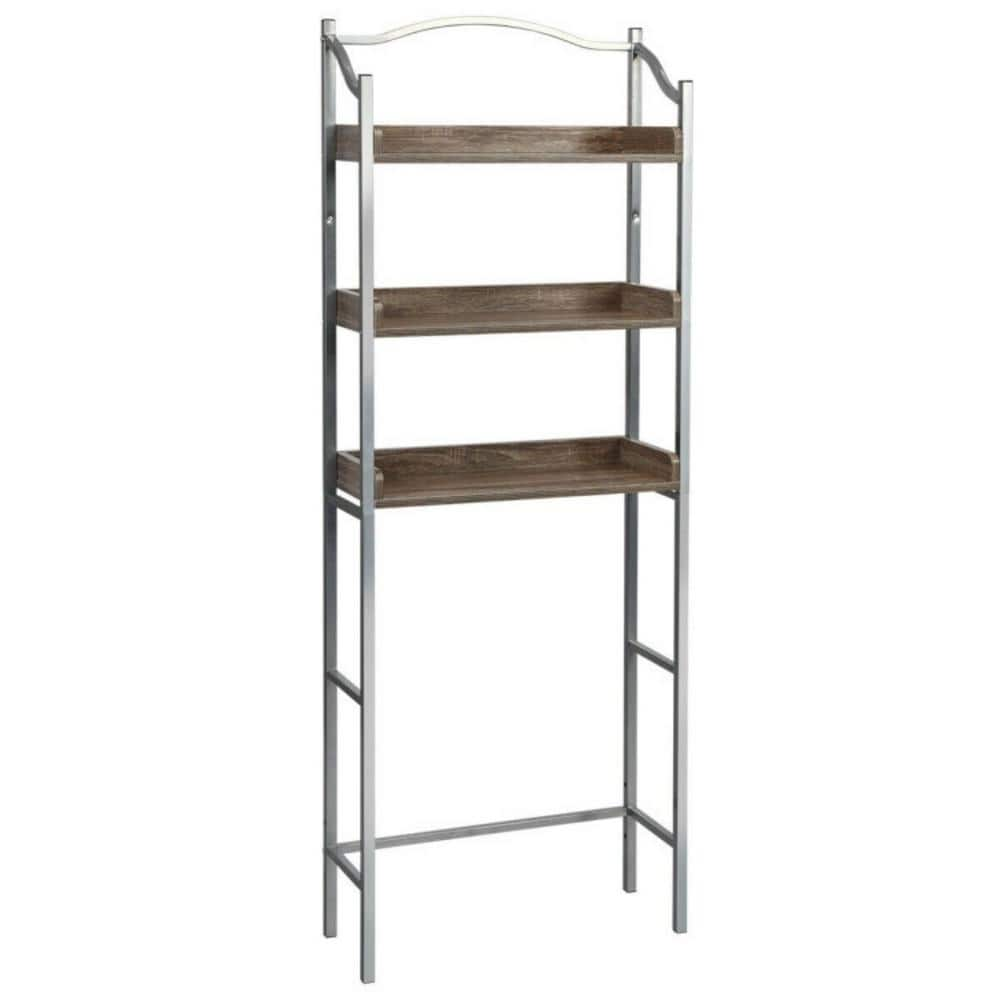 Costway 23.5 in. W x 68 in. H x 9.5 in. D Rustic Brown 3-Tier Over