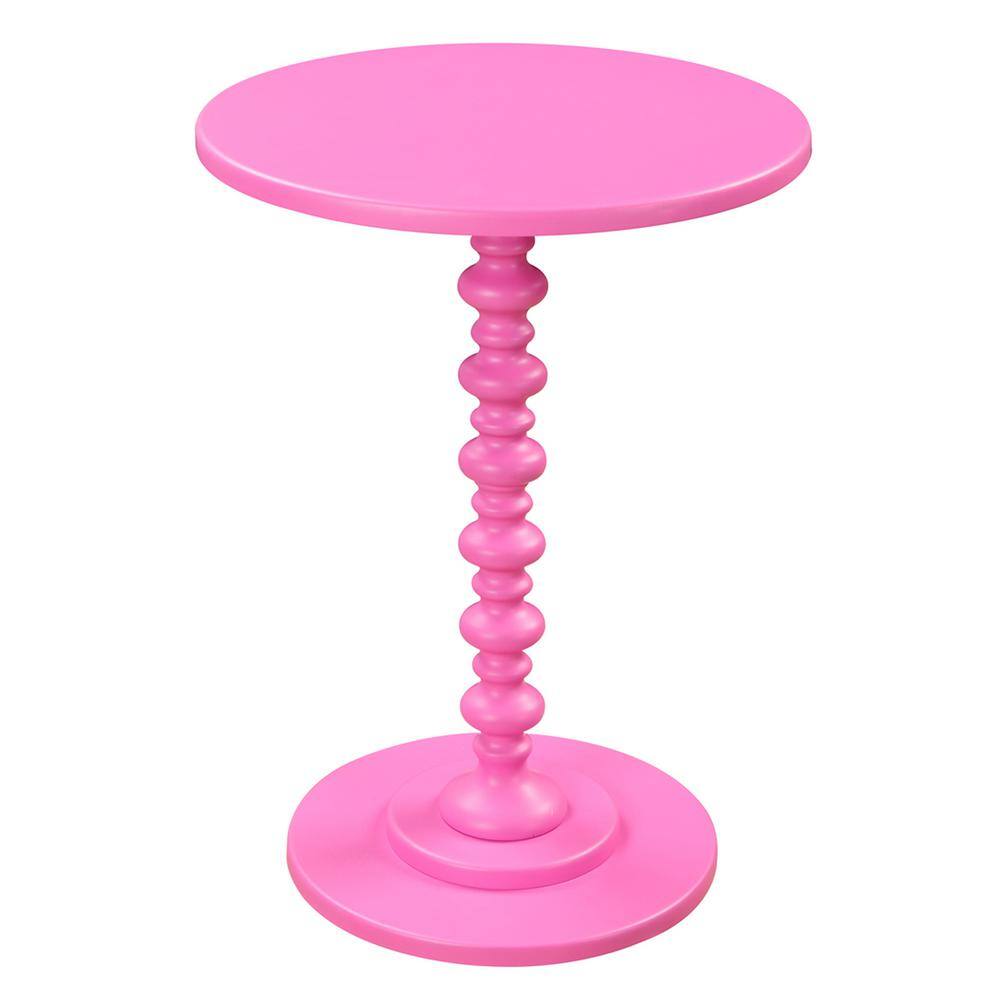 Palm Beach Glossy Pink Round Wood Spindle Side Table