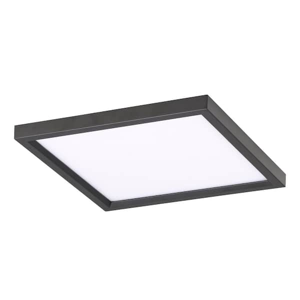 Minka Lavery Vantage 15 in. sq. 1-Light Black LED Flush Mount with White Acrylic Diffuser