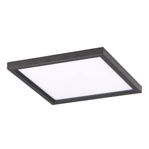 Vantage 15 in. sq. 1-Light Black LED Flush Mount with White Acrylic Diffuser