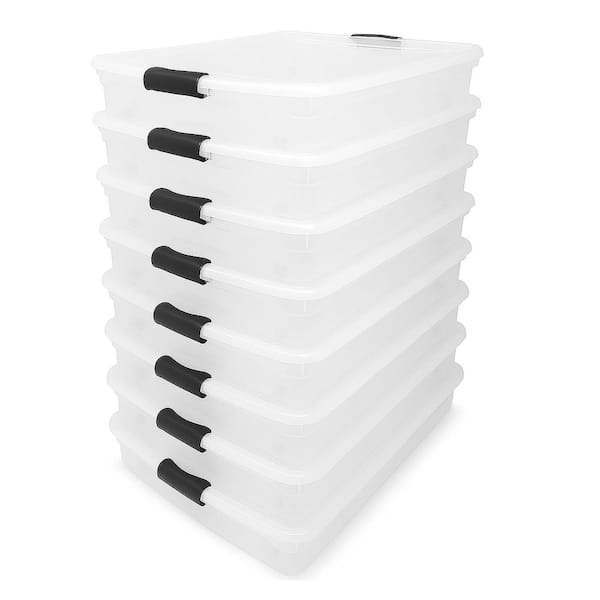 56 qt. Full/Queen Underbed Clear Plastic Latching Storage Container, 8-Pack