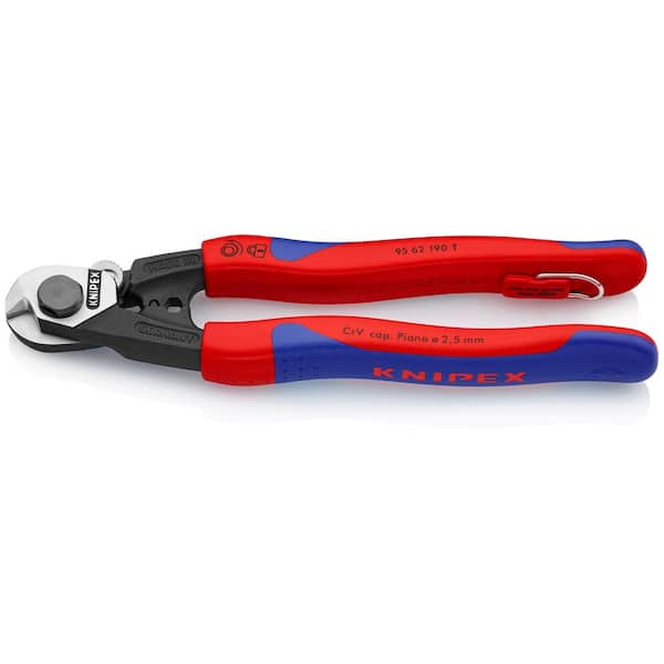 KNIPEX 7-1/2 in. Wire Rope Cutters with Dual-Comfort Grip Handles and Tether Attachment