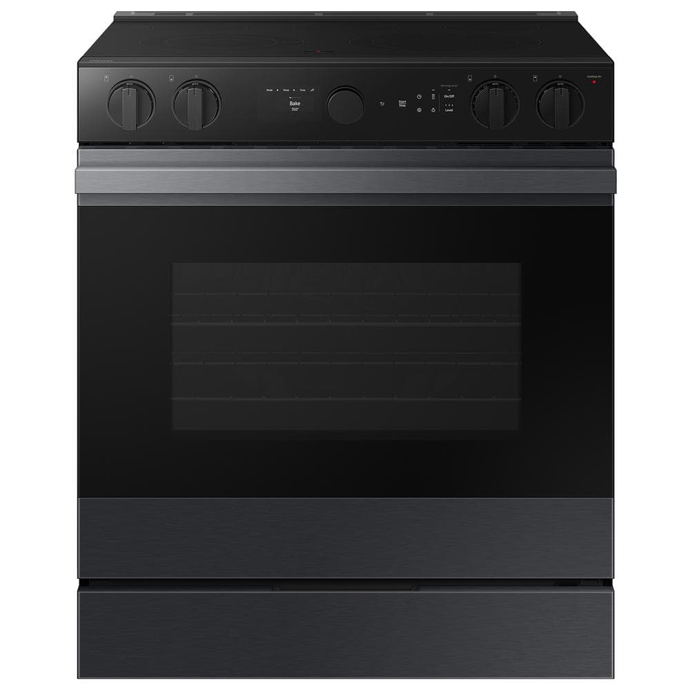 Bespoke 30 in. 6.3 cu.ft. 5 Burner Element Smart Slide-In Electric Range w/ Air Sous Vide & AirFry in Matte Black Steel -  Samsung, NSE6DG8500MT