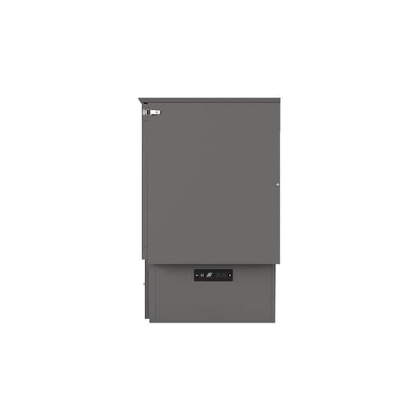 Nantucket Grey Wood Frame Twin Murphy Bed Chest with 6 in. Mattress, Built-In Charger and Storage Drawer
