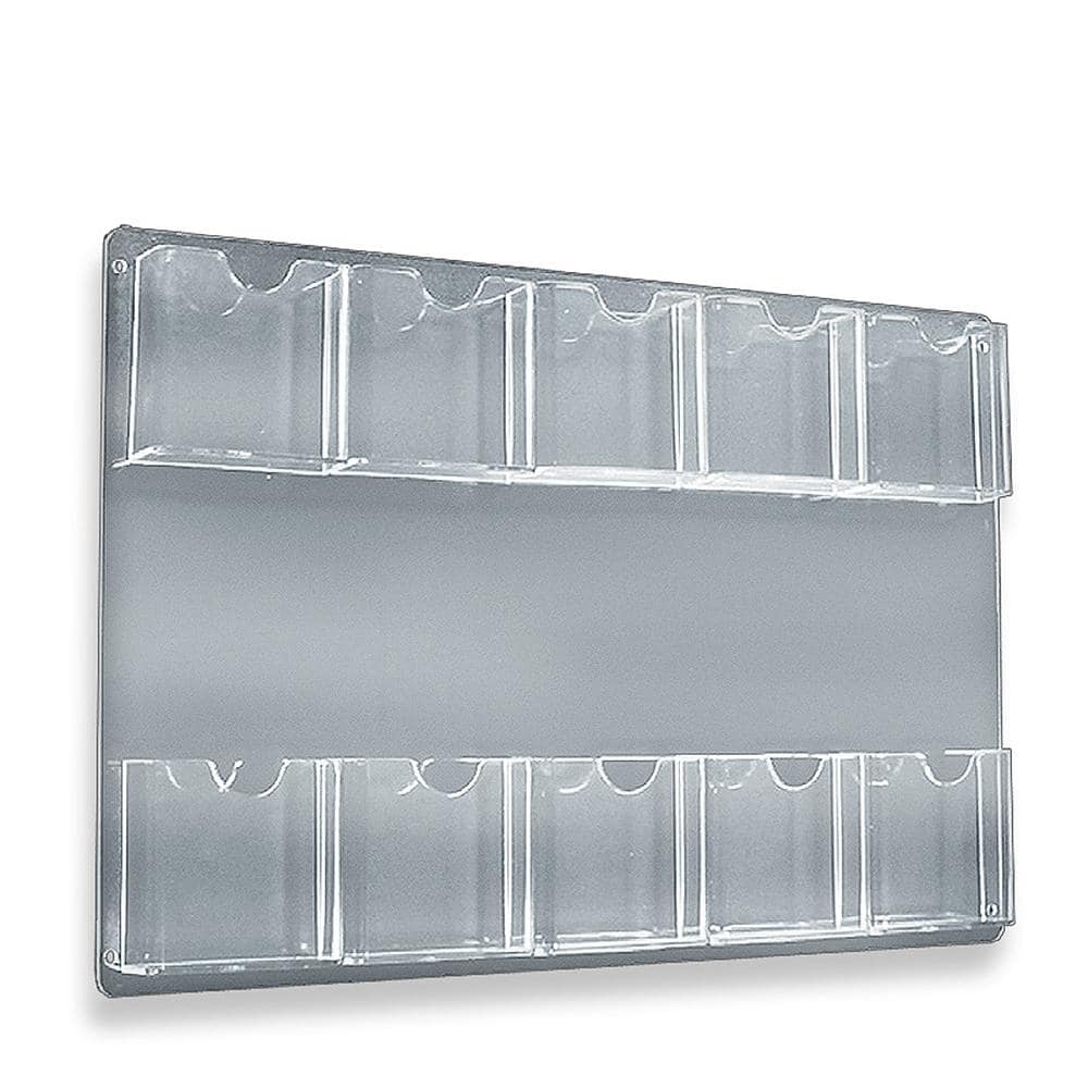 Business Card Holder with Lid, Desktop, 4-Pocket, Acrylic - Clear