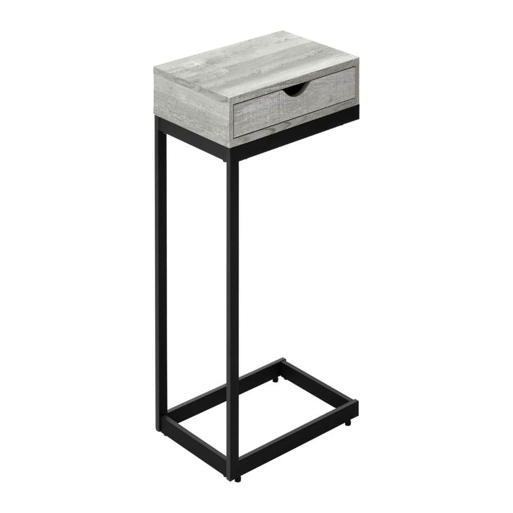 16 in. L x 10 in. W x 25 in. H C-Shaped Gray Wood Side Table, Drawer, Black Base price history on PriceWatchPro