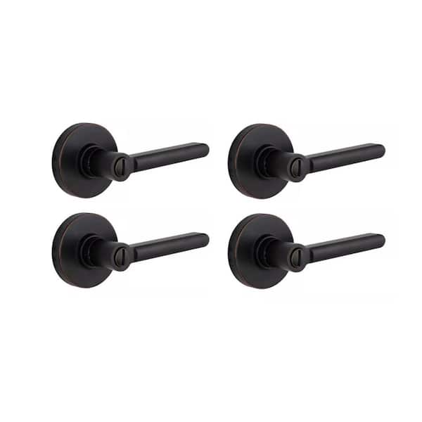 Defiant Tonebridge Aged Bronze Bed/Bath Door Lever with Round Rose (4-Pack)