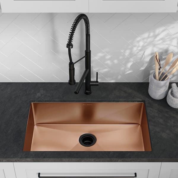 Rivage Rose Gold Stainless Steel 30 in. Single Bowl Undermount Kitchen Sink
