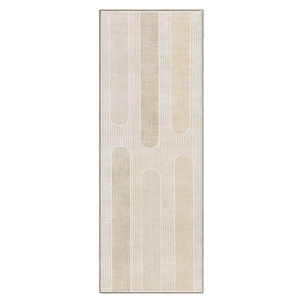 EVERWASH Haven 2 ft. 6 in. x 7 ft. Beige Modern Arches Washable Area Rug